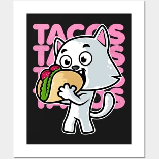 Cat Taco Kawaii Neko Anime Mexican food print Posters and Art